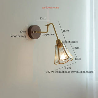 Celako™ Arcura Wall Light | Copper Glass Bedroom Lighting
