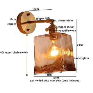 Celako™ Ambrosa Wall Light | Amber Glass Copper Dining Room Lighting