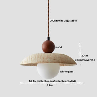 Celako™ Ochera Pendant Light | Wood Yellow Travertine Dining Room Lighting