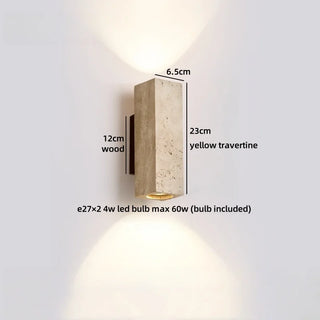 Celako™ Ishido Wall Light | Yellow Travertine Living Room Lighting
