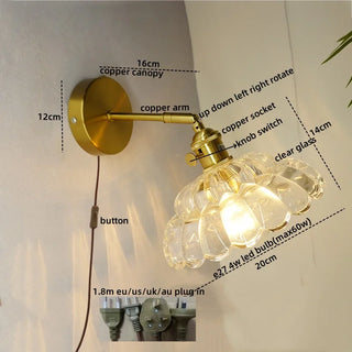 Celako™ Aurumis Wall Light | Copper Glass Bedroom Lighting
