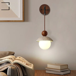 Celako™ Traluna Wall Light | Yellow Travertine Living Room Lighting