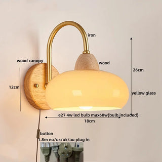 Celako™ Orvion Wall Light | Glass Wood Nordic Bedroom Lighting