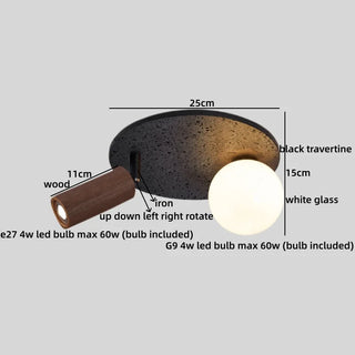 Celako™ Trivaro Ceiling Light | Black Travertine Wabi Sabi Style
