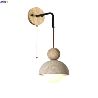 Celako™ Traluna Wall Light | Yellow Travertine Living Room Lighting