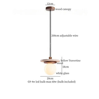 Celako™ Pietrana Pendant Light | Yellow Travertine Bedroom Lighting
