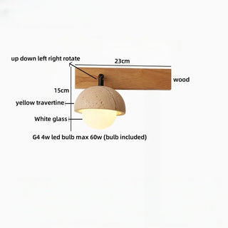 Celako™ Travera Wall Light | Travertine Bedside Lighting