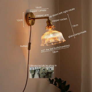 Celako™ Cuvria Wall Light | Copper Glass Bedroom Lighting