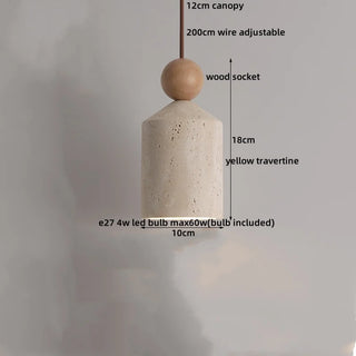 Celako™ Aurimar Pendant Light | Yellow Travertine Stone Bedroom Lighting