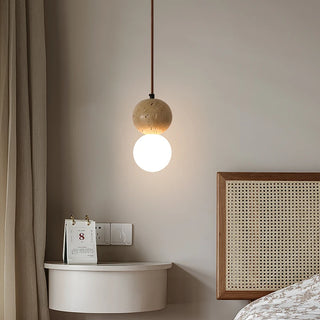Celako™ Ishika Pendant Light | Yellow Travertine Bedroom Lighting