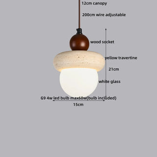 Celako™ Aurimar Pendant Light | Yellow Travertine Stone Bedroom Lighting