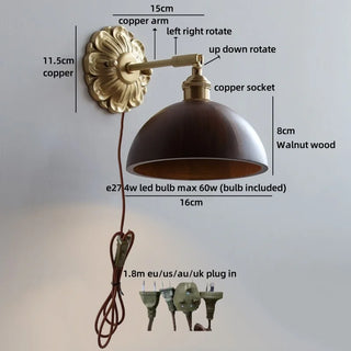 Celako™ Walnox Wall Light | Walnut Wood Bedside Lighting