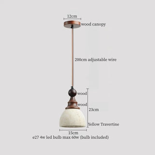 Suspension Celako™ Orbisterra | Éclairage d'îlot de cuisine en travertin jaune