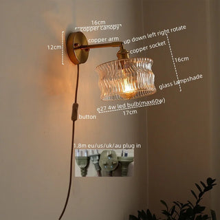 Celako™ Glintore Wall Light | Copper Glass Bedroom Lighting