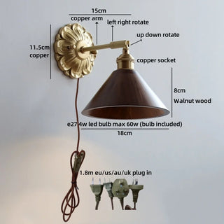 Celako™ Walnox Wall Light | Walnut Wood Bedside Lighting