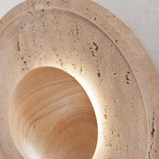 Celako™ Trevona Wall Light | Yellow Travertine Wood Bedroom Lighting