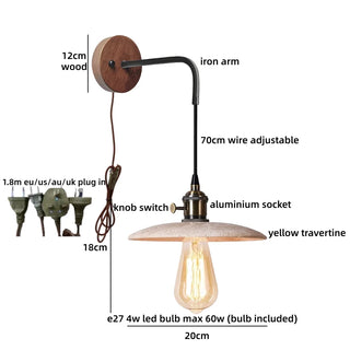 Celako™ Travine Wall Light | Travertine Bedroom Lighting