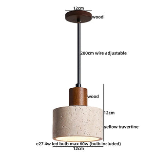 Celako™ Noctra Pendant Light | Black Travertine Wabi Sabi Bedroom Lighting