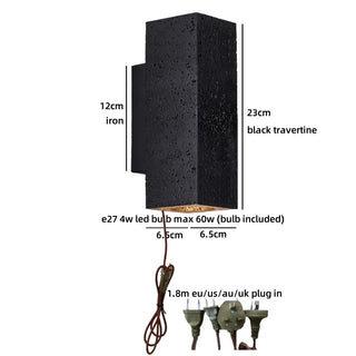 Celako™ Cavato Wall Light | Black Travertine Vintage