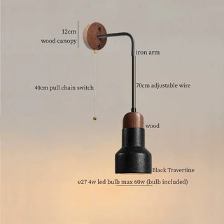 Celako™ Nerolite Wall Light | Black Travertine Bedroom Lighting