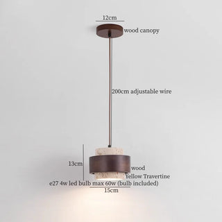 Suspension Celako™ Lucatrine | Luminaire de salle à manger en travertin jaune