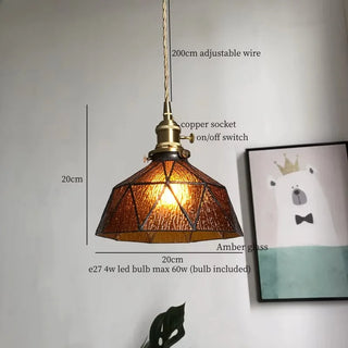 Celako™ Cuivara Pendant Light | Copper Glass Bedroom Lighting