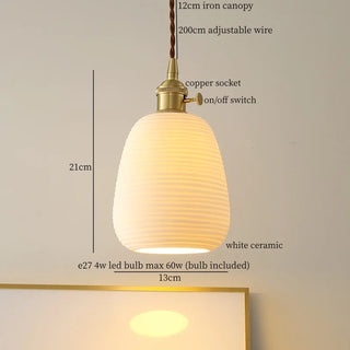 Celako™ Albarelo Pendant Light | White Ceramic Bedroom Lighting