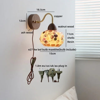 Celako™ Nacria Wall Light | Resin Shell Bedroom Lighting