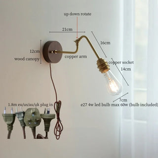 Celako™ Arcura Wall Light | Copper Glass Bedroom Lighting