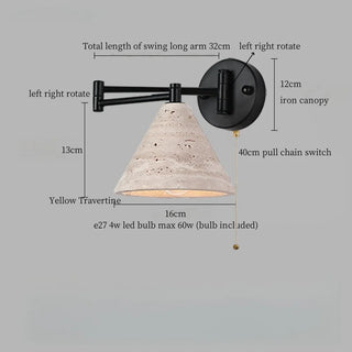 Celako™ Grotta Wall Light | Yellow Travertine Bedroom Lighting