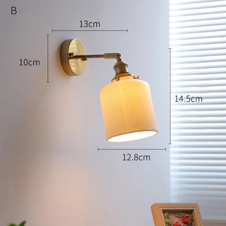 IWHD White Ceramic Modern Wall Lamp Beisde Bedroom Living Room Bathroom Mirror Light Copper Nordic Japanese Style Wandlamp LED