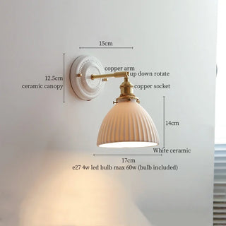 Celako™ Cerado Wall Light | Ceramic Copper Pull Chain Switch Bedroom Lighting
