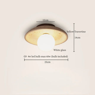 Celako™ Calistone Ceiling Light | Yellow Travertine Japan Style