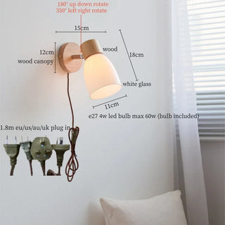 Celako™ Opaleri Wall Light | White Glass Bedroom Lighting