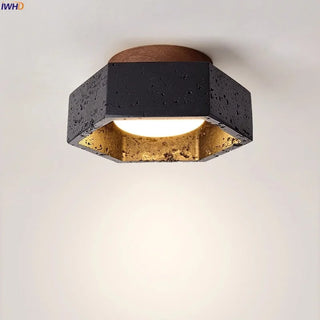Celako™ Atravine Ceiling Light | Black Travertine Bedroom Lighting