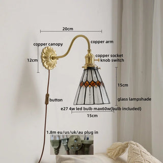 Celako™ Vitroma Wall Light | Copper Glass Bedroom Lighting