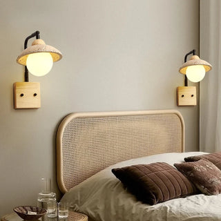 Celako™ Lunato Wall Sconce Light | Yellow Travertine Bedroom Lighting