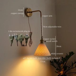 Celako™ Keramosa Wall Light | Ceramic Vintage Bedroom Lighting