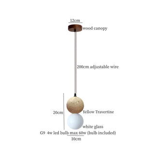 Suspension Celako™ Travolune | Éclairage d'îlot de cuisine en bois travertin jaune