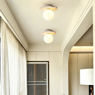 Celako™ Lunava Ceiling Light | Yellow Travertine Wabi Sabi Style Bedroom