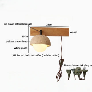 Celako™ Travera Wall Light | Travertine Bedside Lighting