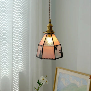 Celako™ Lumirose Pendant Light | Pink Glass Vintage Tiffany Living Room Lighting
