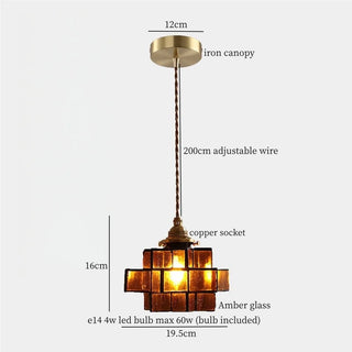 Celako™ Aurivara Pendant Light | Amber Glass Bedroom Lighting