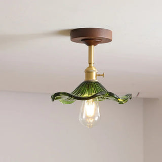 Celako™ Verdin Ceiling Light | Copper Glass Wood Living Room Lighting