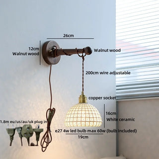 Celako™ Umbra Wall Light | Walnut Wood Bedside Lighting