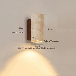 Celako™ Lapidar Wall Light | Yellow Travertine Bedroom Lighting