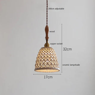 IWHD Butterfly Ceramic LED Pendant Lamp Beside Wooden Handle Copper Socket Home Decor Bedroom Dining Lving Room Light Hanglamp