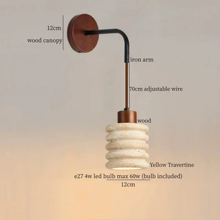 Celako™ Calterra Wall Light | Yellow Travertine Bedroom Lighting