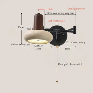 Celako™ Lucaterra Wall Light | Yellow Travertine Bedroom Lighting