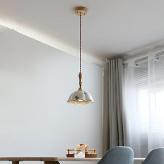 IWHD Butterfly Ceramic LED Pendant Lamp Beside Wooden Handle Copper Socket Home Decor Bedroom Dining Lving Room Light Hanglamp